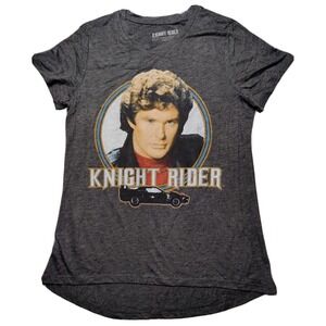 KNIGHT RIDER DAVID HASSELHOFF Women Size Large Charcoal Graphic T-Shirt NEW